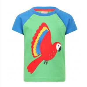 Frugi Parrot color black short sleeve T-shirt organic cotton toddler 4-5 unisex
